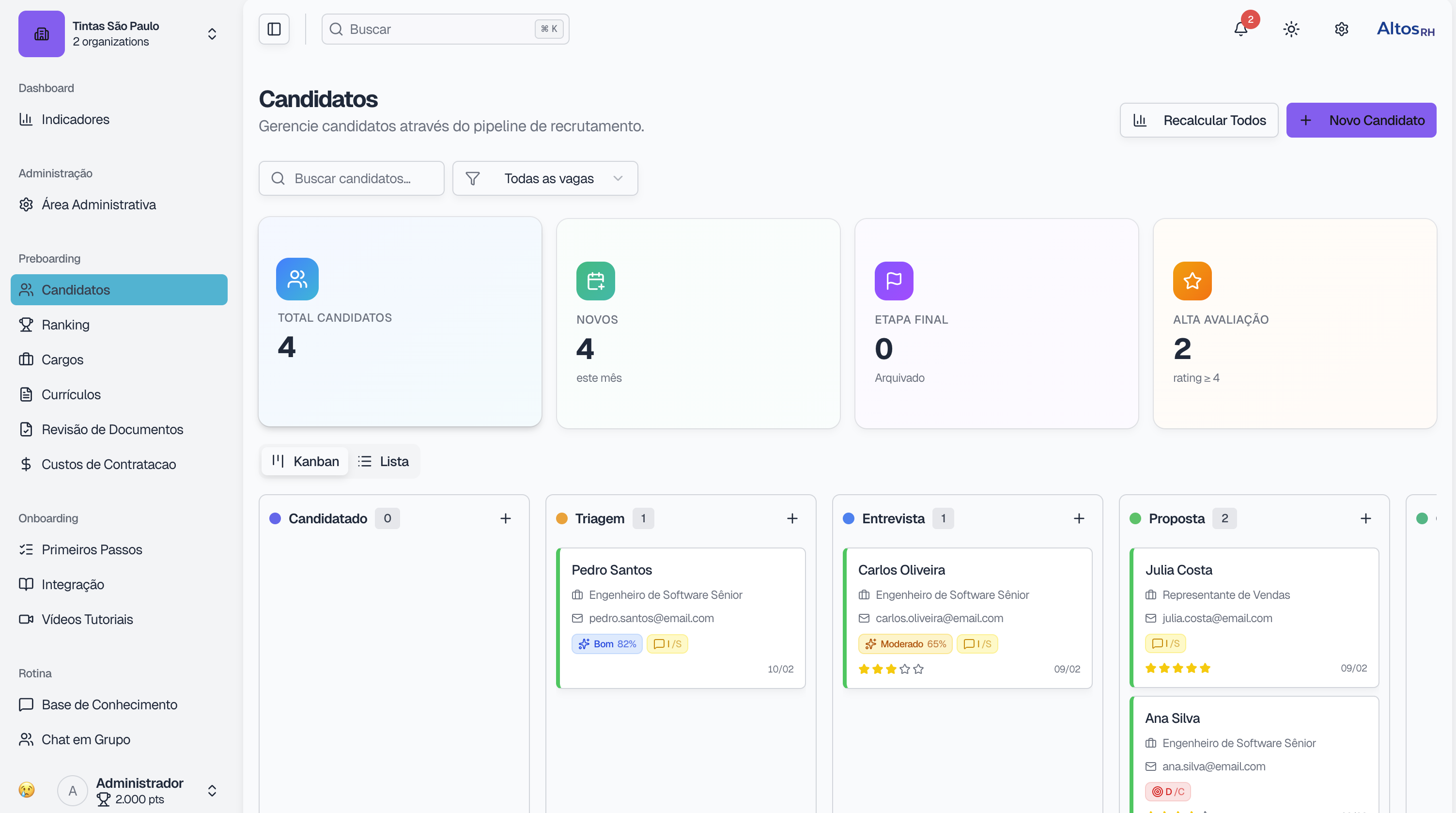 Screenshot do projeto Plataforma para contratar e treinar funcionários